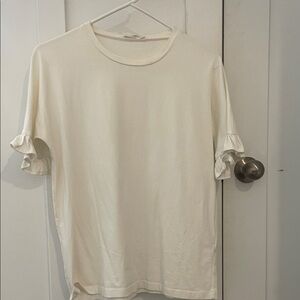 Rachel Parcell Cream Top with Ruffle Detail